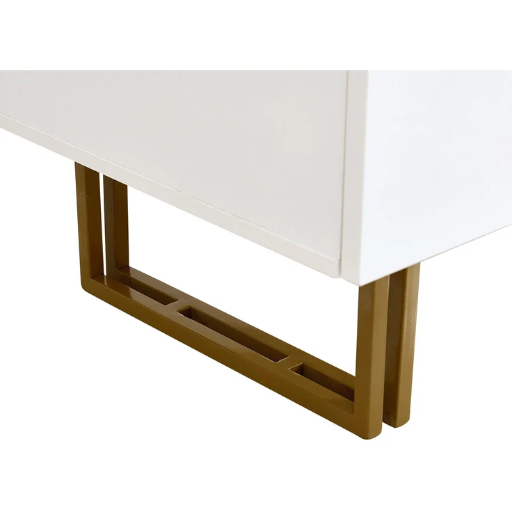 Sideboard Weiß MDF 120 x 40 x 75 cm mit 6 Schubladen, modern, Metallbeine, Aufbewahrungsschrank Wohnzimmer – Bild 10