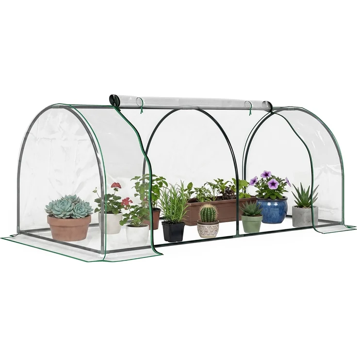 Tunnel-Gartengewächshaus aus Stahl mit PVC-Abdeckung, 200.0×100.0×80.0cm, Transparent, MELAYR – Bild 1