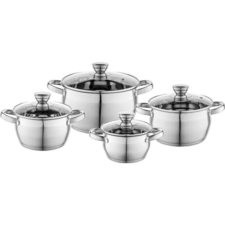 FLORINA Kochtopf Set OLIVER | 4-teilig | Edelstahl 18/0 | Glasdeckel gehärtet | Für Induktion, Gas, Elektro, Ceran | Spülmaschinenfest | Hochwertiges Topfset für jede Küche – Bild 2