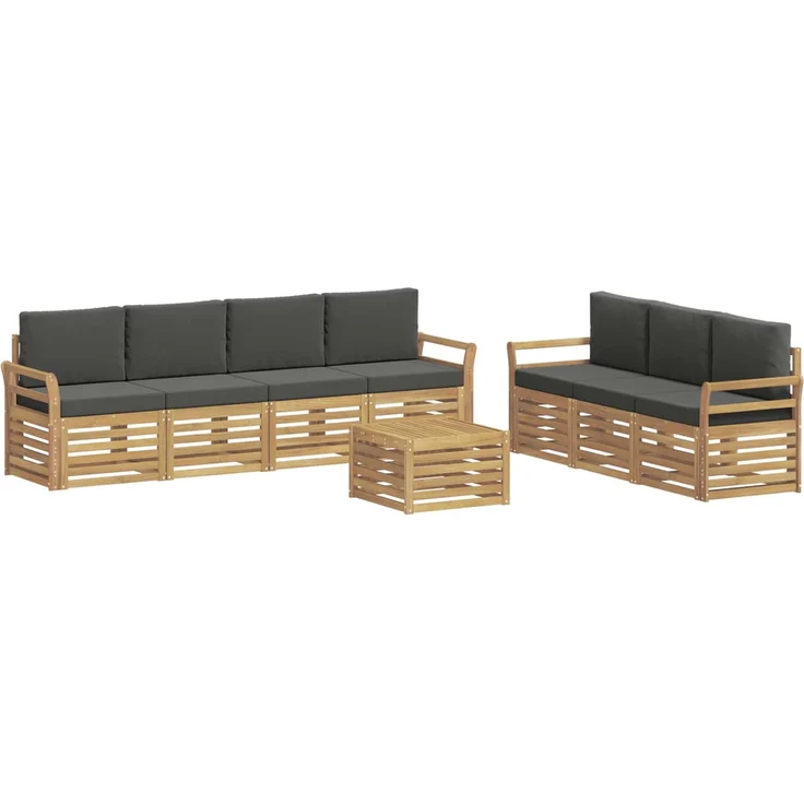 vidaXL Sofagarnituren 8 stk. 7-Sitzer Weiß und Anthrazit Polyester 3391517 – Bild 2