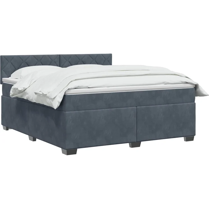 vidaXL Boxspringbett mit Matratze Dunkelgrau 180 x 200 cm Samt 3450771 – Bild 3