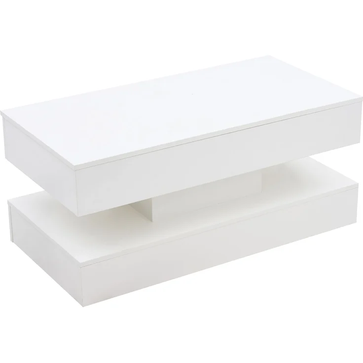 Couchtisch mit LED-Beleuchtung, Höhenverstellung & Steckdose 100x50x42 cm Weiß – Bild 4