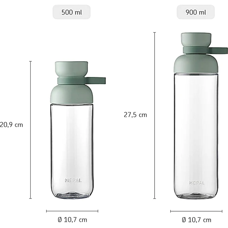 Mepal Trinkflaschen Vita - Wasserflaschen Duo Pack - Flaschen für Uni, Arbeit, Fitness, Outdoor, Job - Stoßfest, Auslaufsicher - BPA-frei & Spülmaschinenfest - 500 & 900 ml - Nordic Black – Bild 6