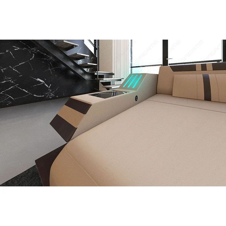 Sofa Dreams - Polstersofa Materialmix Ravenna L-Form LED - Mikrofaserstoff - Taupe-Weiß - Links – Bild 6