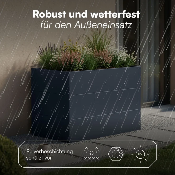STEELSØN 'Icarus' Hochbeet, Metall, anthrazit, wetterfest, 100x50x70 cm, Pflanzenbeet mit offener Bodenstruktur, 2er-Set – Bild 6