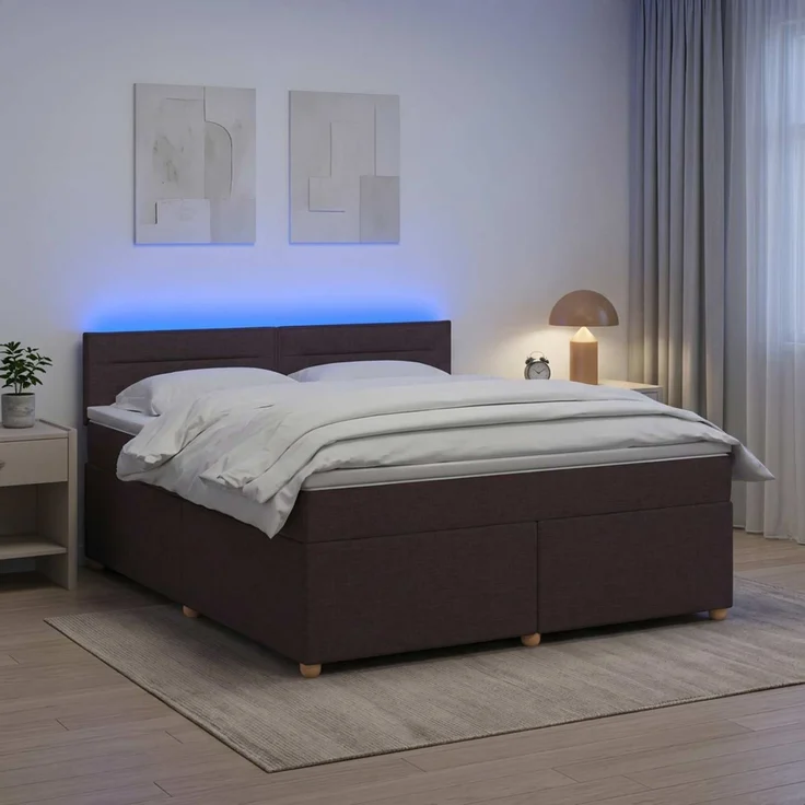 vidaXL Boxspringbett mit Matratze Dunkelbraun 140 x 200 cm Stoff 3452432 – Bild 1