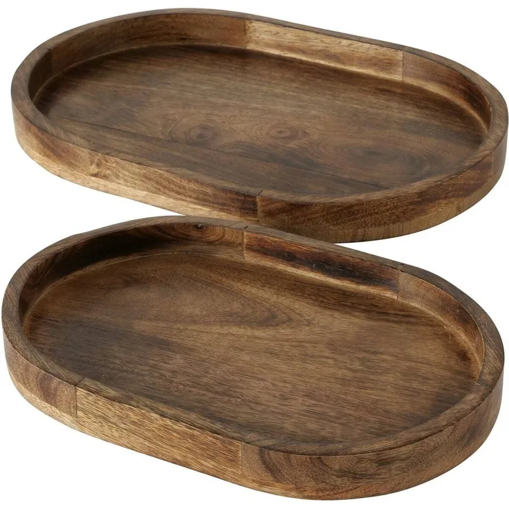 Dekoratives Tablett OVOLIO aus Mangoholz, 2er-Set