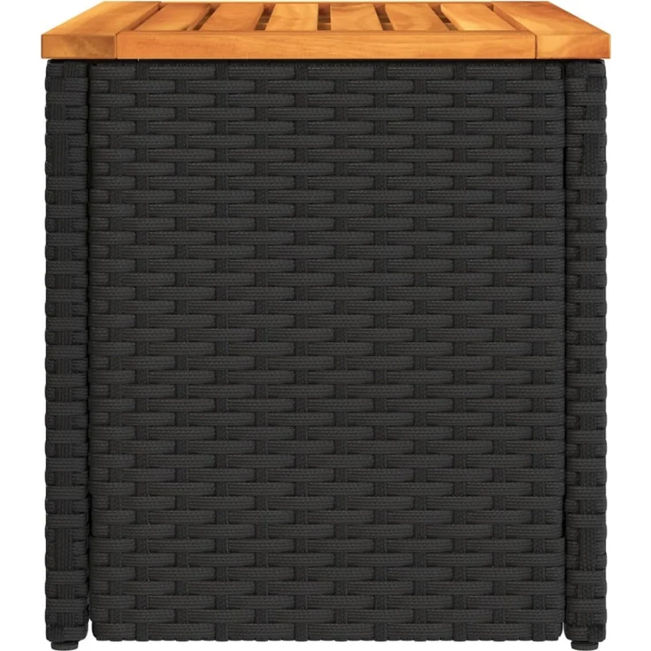 2 pcs Gartentische, Beistelltische Schwarz 55x34x37cm Poly Rattan Holz – Bild 6