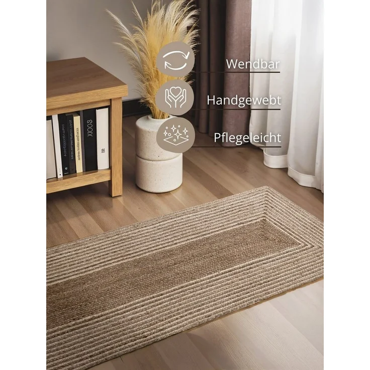 HANSE Home Teppich Juno Line Juteteppich, rechteckig, Höhe: 9 mm, Jute, Shape, Handgemacht, Wohnzimmerteppich, Naturteppich, Wohnzimmer – Bild 3