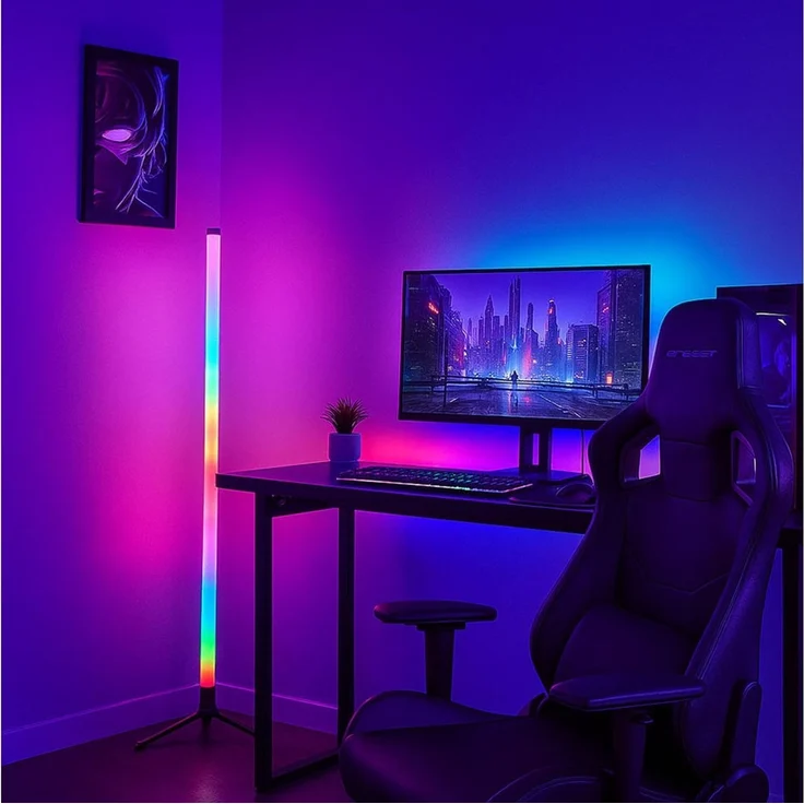 GLOBO LIGHTING LED Stehlampe, LED-Leuchtmittel fest verbaut, Farbwechsel, Stehleuchte Standlampe Wohnzimmerleuchte Regenbogen Fernbedienung USB – Bild 5