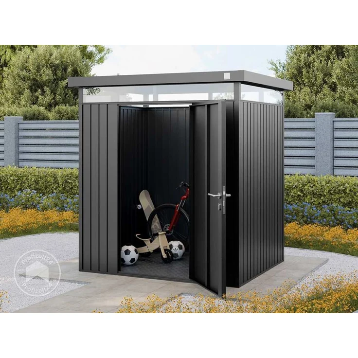 GFP Primeyard Gerätehaus Metall Gartenhaus 180x150x205 cm Geräteschuppen Flachdach anthrazit – Bild 2