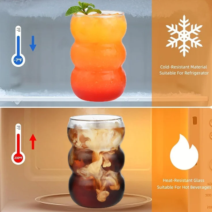 4er Set Trinkglas 550ml gerippte Longdrink Cocktail Gläser Wave Glas – Bild 7