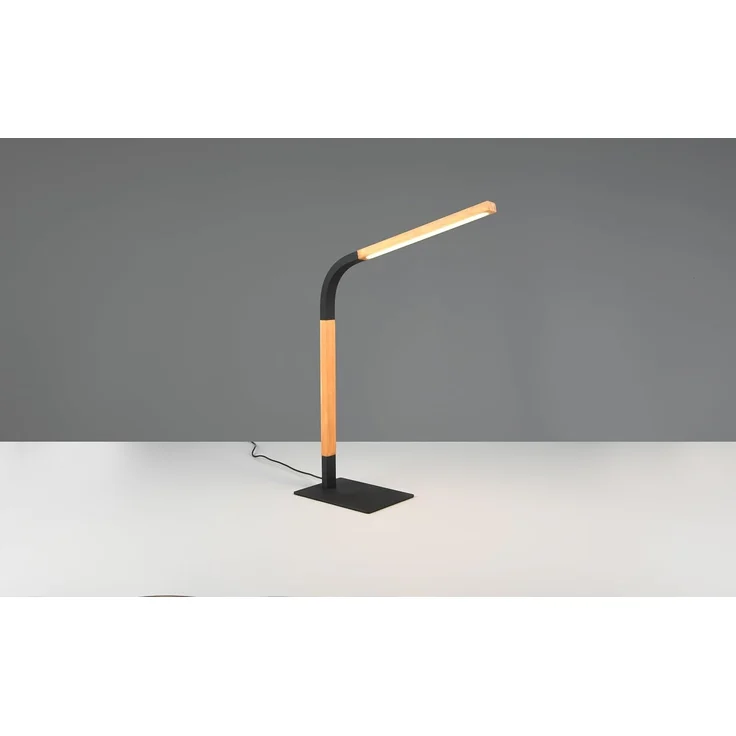 LED Schreibtischleuchte NORRIS Schwarz mit Holz, Höhe 42cm – Bild 2