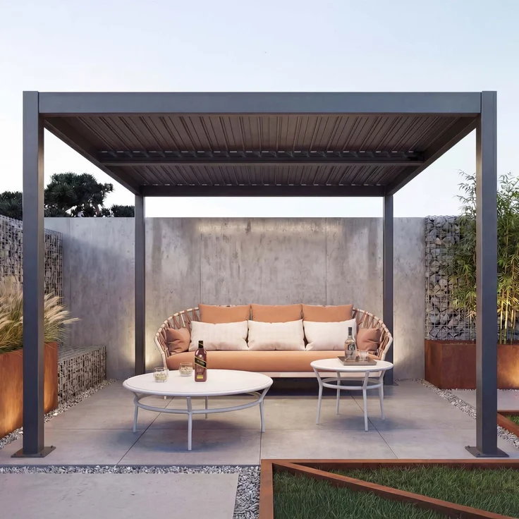 Mendler 'HWC-L46' Pergola, Regenrinne sturmfest, Aluminium anthrazit, 3x4 m – Bild 1