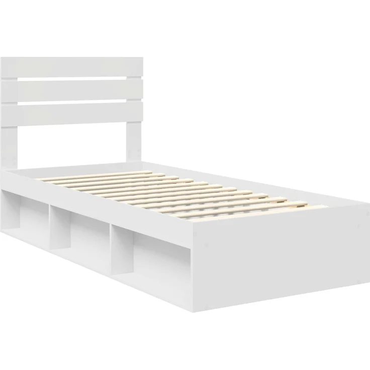 vidaXL Bettrahmen mit Kopfteil Weiß 90 x 200 cm Massives Kiefernholz 3411455 – Bild 3