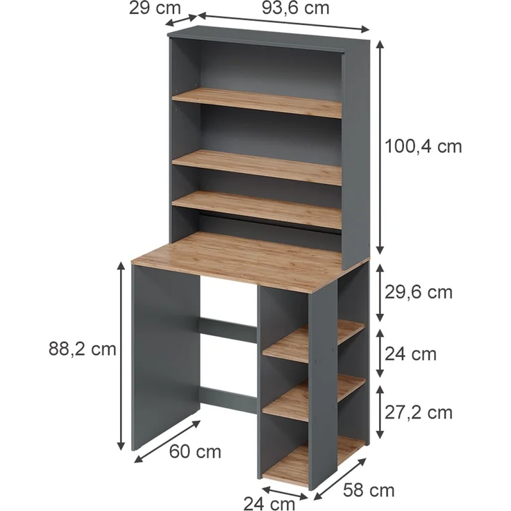 Waschmaschinenschrank Viktor Anthrazit/Goldkraft Eiche 93.6 x 88.2 cm 2 Teile mit Regal Vicco – Bild 2