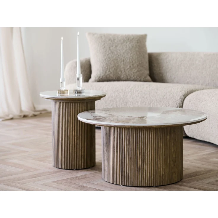 Beistelltisch >Athens< in Weiss / Dunkelbraun, Keramik, MDF, Dekor - 50x45 (HxD) – Bild 6