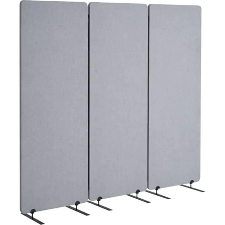 VEVOR Raumteiler 3 Paneele Paravent 1840 x 350 x 1655 mm, Faltbarer Sichtschutz & tragbarer Trennwandteiler aus PET-Polyester zur Raumtrennung, für Büro Schlafzimmer Arbeitszimmer, hellgrau