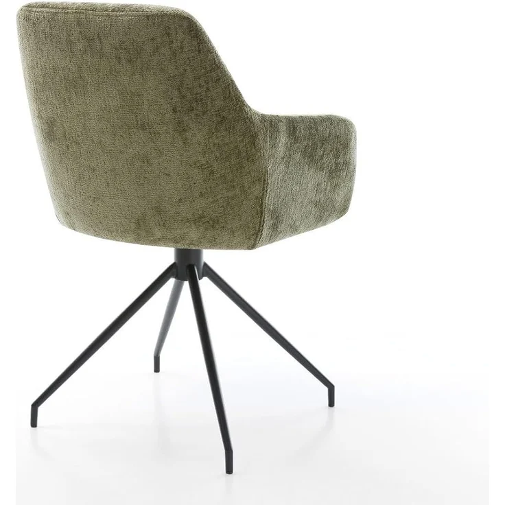Drehstuhl Pejo-Flex Chenille Olive Kreuzgestell konisch Schwarz 180° drehbar Taschenfederkern – Bild 6