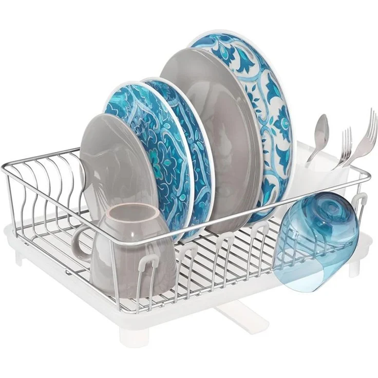 mDesign Abtropfgestell Geschirrabtropfer Besteckkorb Metall Kunststoff Silber – Bild 7