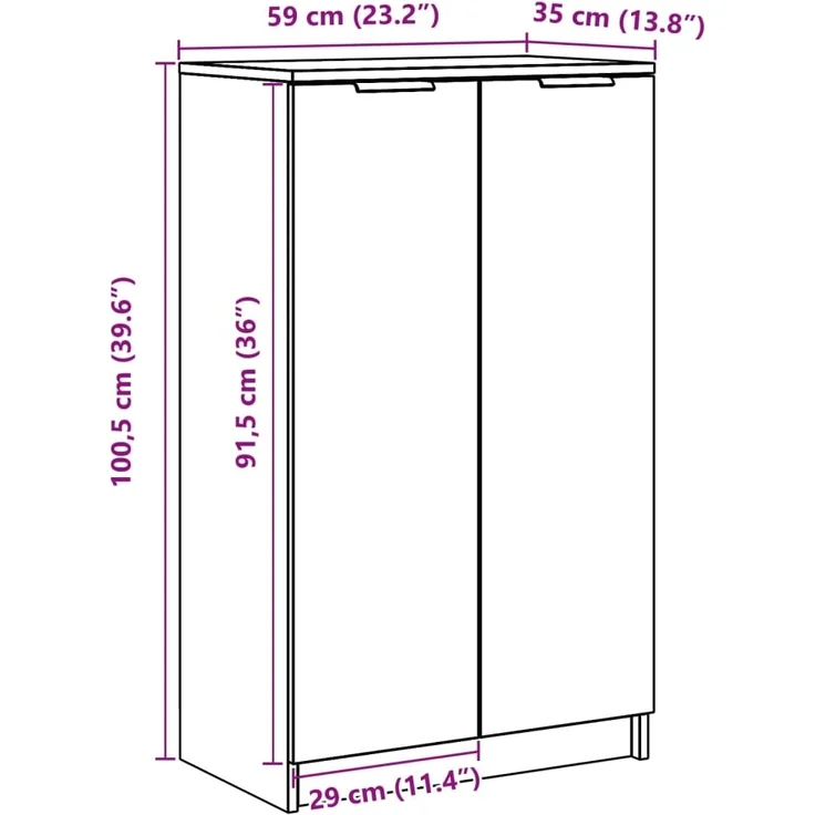vidaXL Schuhschrank Altholz-Optik 59x35x100,5 cm Holzwerkstoff 856993 – Bild 9