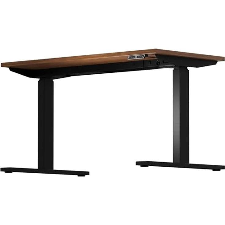 Höhenverstellbarer Schreibtisch E-WonderTech, EWT251406008, Platte 008 Lincoln wallnuss, Gestell 333 schwarz, H 630-1280 x B 1400 x T 600 – Bild 3