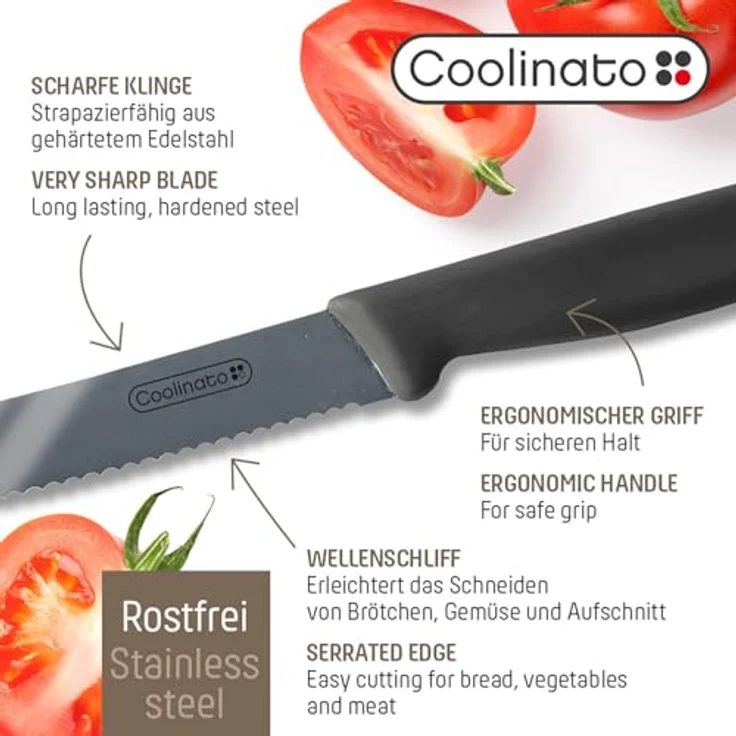 Coolinato Tafelmesser Set Allzweckmesser (6 Stück), extra scharf – Bild 5