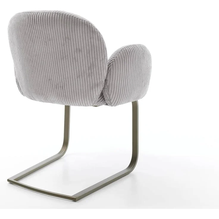 Freischwinger Nube-Flex mit Armlehnen Cord Silbergrau Freischwinger flach Effektfinish Titan Taschenfederkern – Bild 7