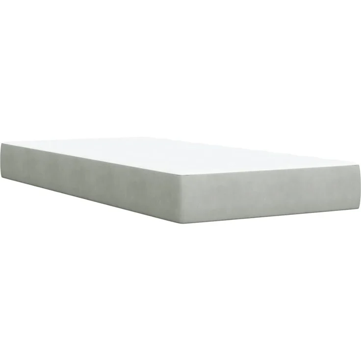 vidaXL Boxspringbett mit Matratze Hellgrau 90x190 cm Samt 3285251 – Bild 6