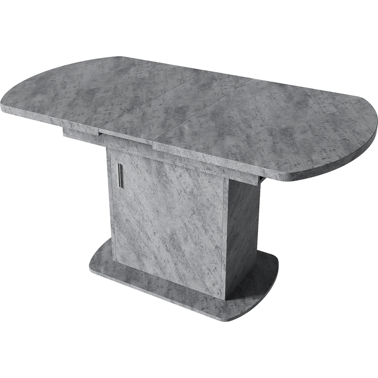 Ausziehbarer ovaler Esstisch, L110/130*W70*H75cm,Esstisch mit Stauraum, Kaffee-Freizeittisch, moderner minimalistischer Esstisch, platzsparender multifunktionaler Esstisch, Betonoptik+silberner Griff – Bild 8