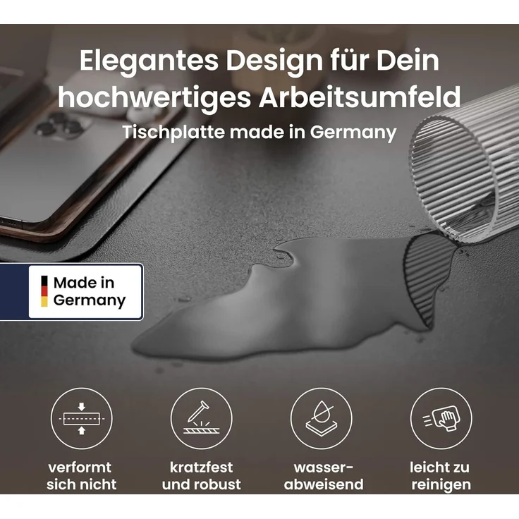 Desktopia Pro X - Elektrisch höhenverstellbarer Schreibtisch / Ergonomischer Tisch mit Memory-Funktion, Schwarz, Gestell Weiß, 160x80 cm – Bild 8
