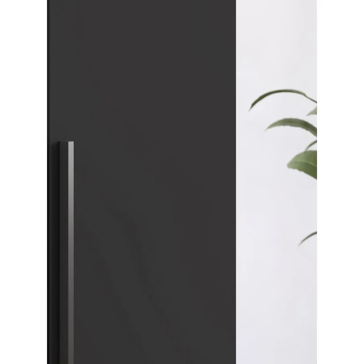 rauch Montclar Kleiderschrank 4-türig, mit 7 Einlegeböden, 2 Kleiderstangen, 1 Schubkasteneinsatz, 1 Inneneinteilung, 1 Innenspiegel, Farbe Graphit, BxHxT 201x223x60 cm – Bild 2