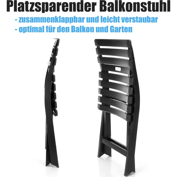 BigDean Gartenstuhl klappbar aus wetterfestem & robustem Kunststoff in Anthrazit – Klappstuhl ideal für Garten und Balkon – Balkonstuhl Made in Italy – Bild 5
