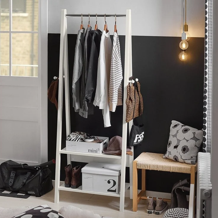 SoBuy Kleiderständer FRG59, Kleiderstange Garderobenständer Kindergarderobe mit zwei Ablagen – Bild 2