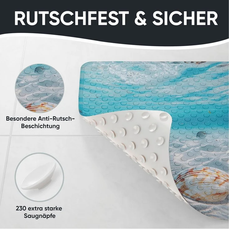 Sanilo Duschmatte mit Motiv, viele schöne Badematten zur Auswahl, rutschfeste & sichere Badematte, hochwertig, Kunststoff PVC, quadratisch, 230 extra starke Saugnäpfe, 53 x 53 cm, waschbar – Bild 4