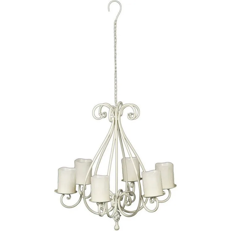Kronleuchter 95297 Weiß Kerzenhalter H-60cm Kerzenständer Hängeleuchter Metall