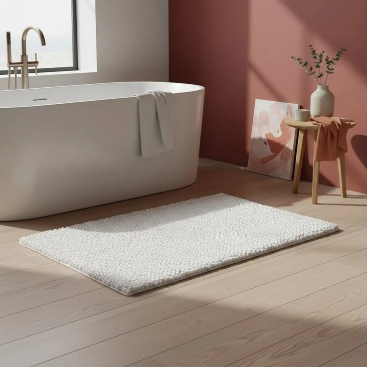 OTTO home Badematte Vanessa Chenille, Standard & Premium, 15mm oder 20mm, auch als 2er Set, rutschhemmend beschichtet, schnell trocknend, strapazierfähig, fußbodenheizungsgeeignet, Polyester, rechteckig, Uni Farben, besonders weich, flauschig, Badvorleger – Bild 2