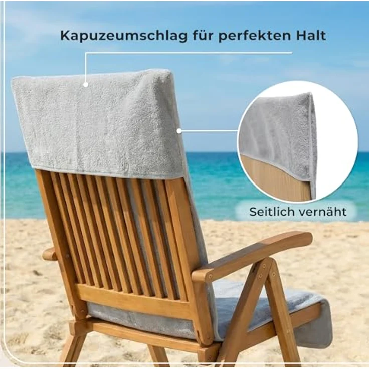 Laynenburg Handtuch Frottee Schonbezug Gartenstuhl, Baumwolle (2-St), Handtuch-Bezug Hochlehner - Stuhl-Bezug mit Umschlag für Campingstuhl – Bild 6