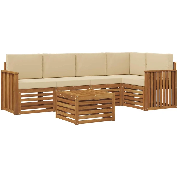 vidaXL Outdoor-Sofagarnitur 6 stk. 5-Sitzer Natur und Beige 3374848 – Bild 2