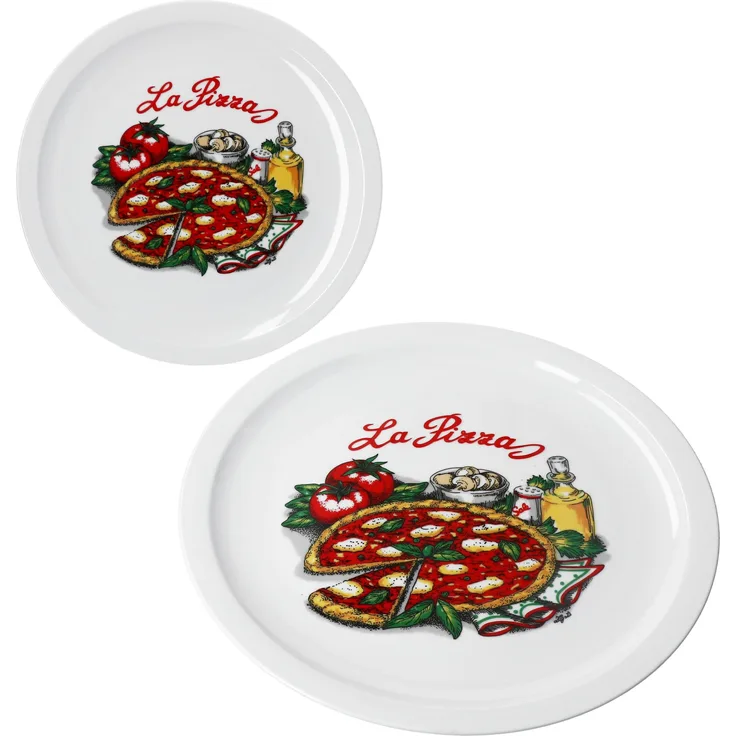 2er Set La Pizza Pizzateller Ø30,5cm 2 Personen XL-Teller Pizza-Dekor Platte