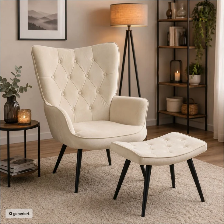 Ohrensessel Freya beige – Bild 4