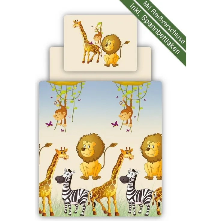 Bettwäsche Set inkl. Spannbettlaken mit Motiv