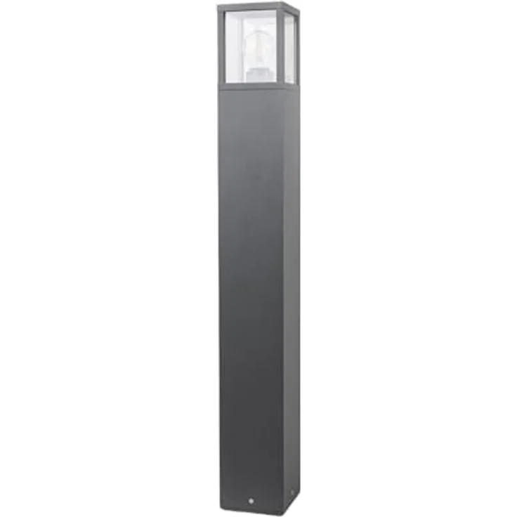 Lucande Wegeleuchte/Pollerleuchte, spritzwassergeschützt IP54, 90 cm, Aluminium/Glas, 1x E27 max. 15W, graphitgrau, ohne Leuchtmittel – Bild 1