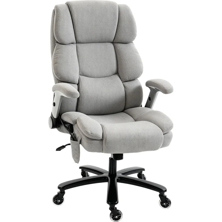 HOMCOM Bürostuhl, Schneeflanell (70% Baumwolle, 30% Polyester), Hellgrau, 82L x 70B x 122H cm – Bild 1