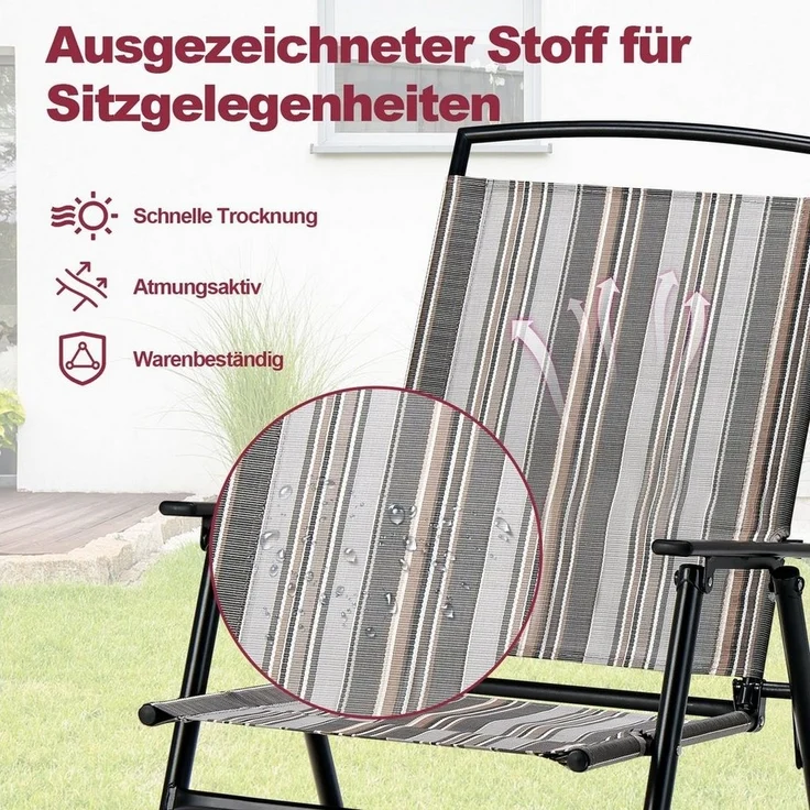 COSTWAY Gartenstuhl 2er Set Hochlehner Klappstuhl (2 St), bis 150kg – Bild 3