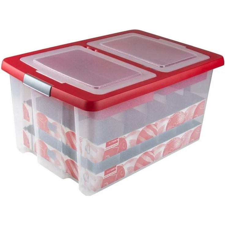 Sunware Aufbewahrungsbox Weihnachtskugelbox mit Trays für 40 Kugeln Aufbewahrungsbox Kiste – Bild 1
