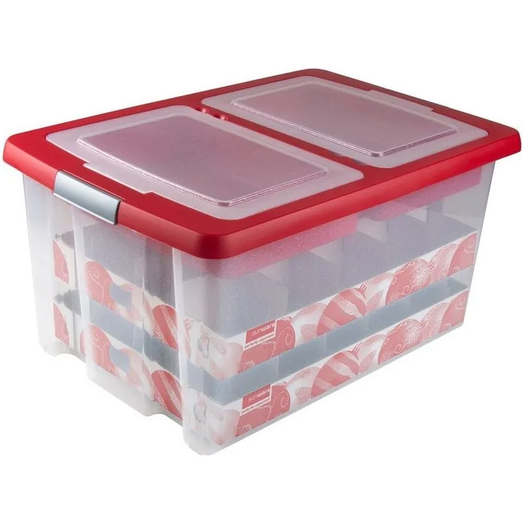 Sunware Aufbewahrungsbox Weihnachtskugelbox mit Trays für 40 Kugeln Aufbewahrungsbox Kiste