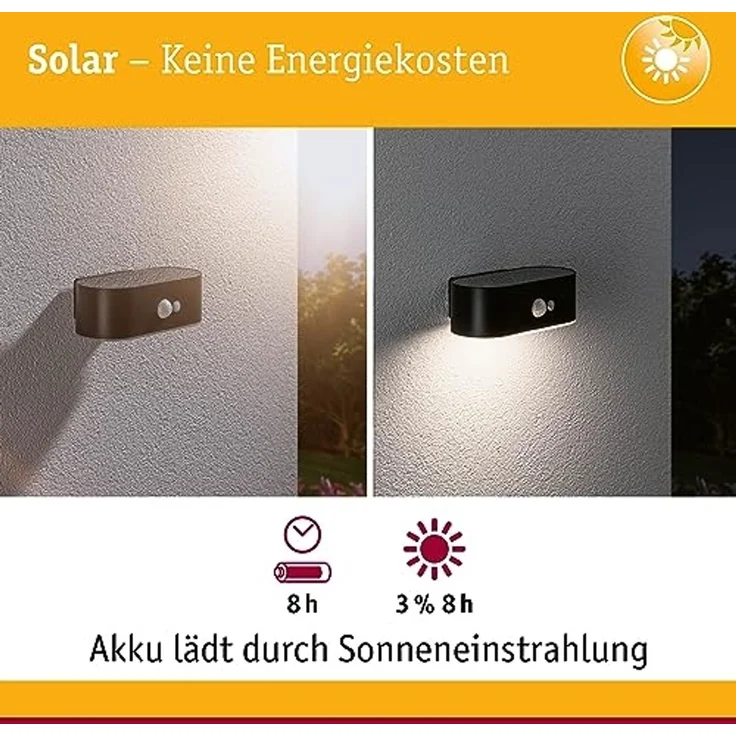Paulmann 94571 Solar Outdoor Wandleuchte Adya IP44 3000K Bewegungsmelder – Bild 2