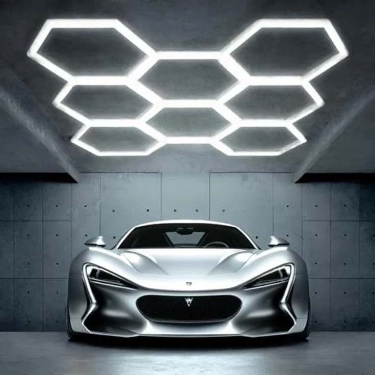 BarberPub Hexagon LED Garage Light, 30240LM 6500K Hexagon LED Beleuchtung für Werkstatt, Friseursalon, PVC Abdeckung 8 Grid, (LP008/nicht dimmbar) – Bild 2