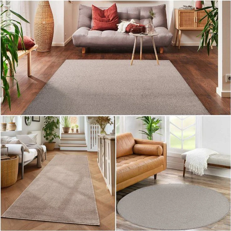 Carpettex Veloursteppich Unicolor - Einfarbig, Läufer, Höhe: 11 mm, Einfarbig Kurzflor Teppich Wohnzimmer verschiedene farben und größen – Bild 4
